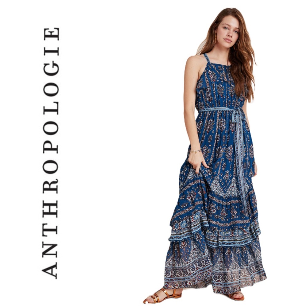 NWT Anthropologie Sasha Ruffled Maxi Dress